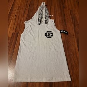 NWT On Fire Love White Hooded Tank Top - Size Medium